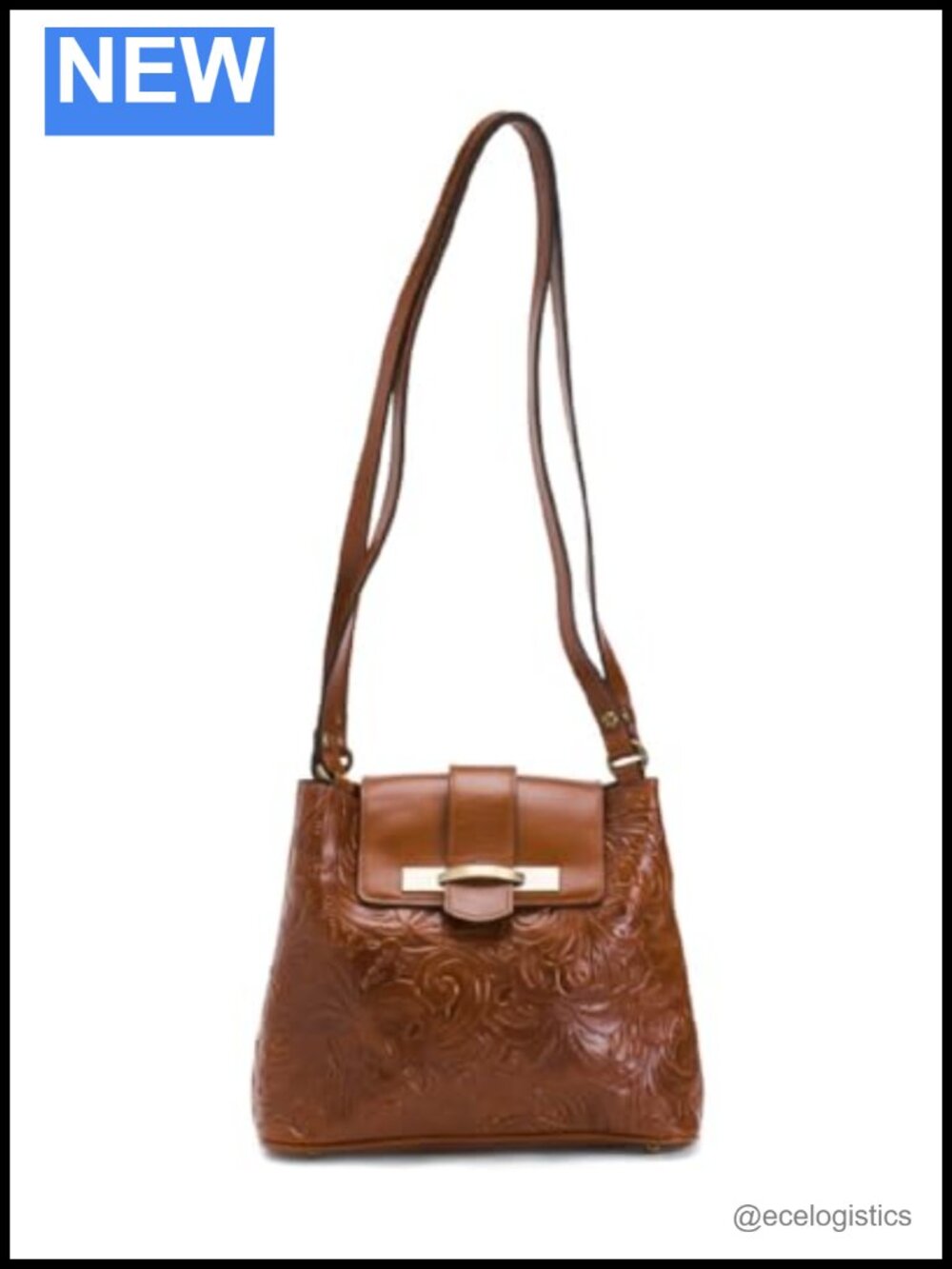 Vintage Leather Hobo Bag with Gold-Tone Hardware - Ladylike Crossbody